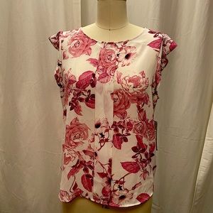 Tahari Arthur S. Levine, new with tags, rose pattern blouse, size L